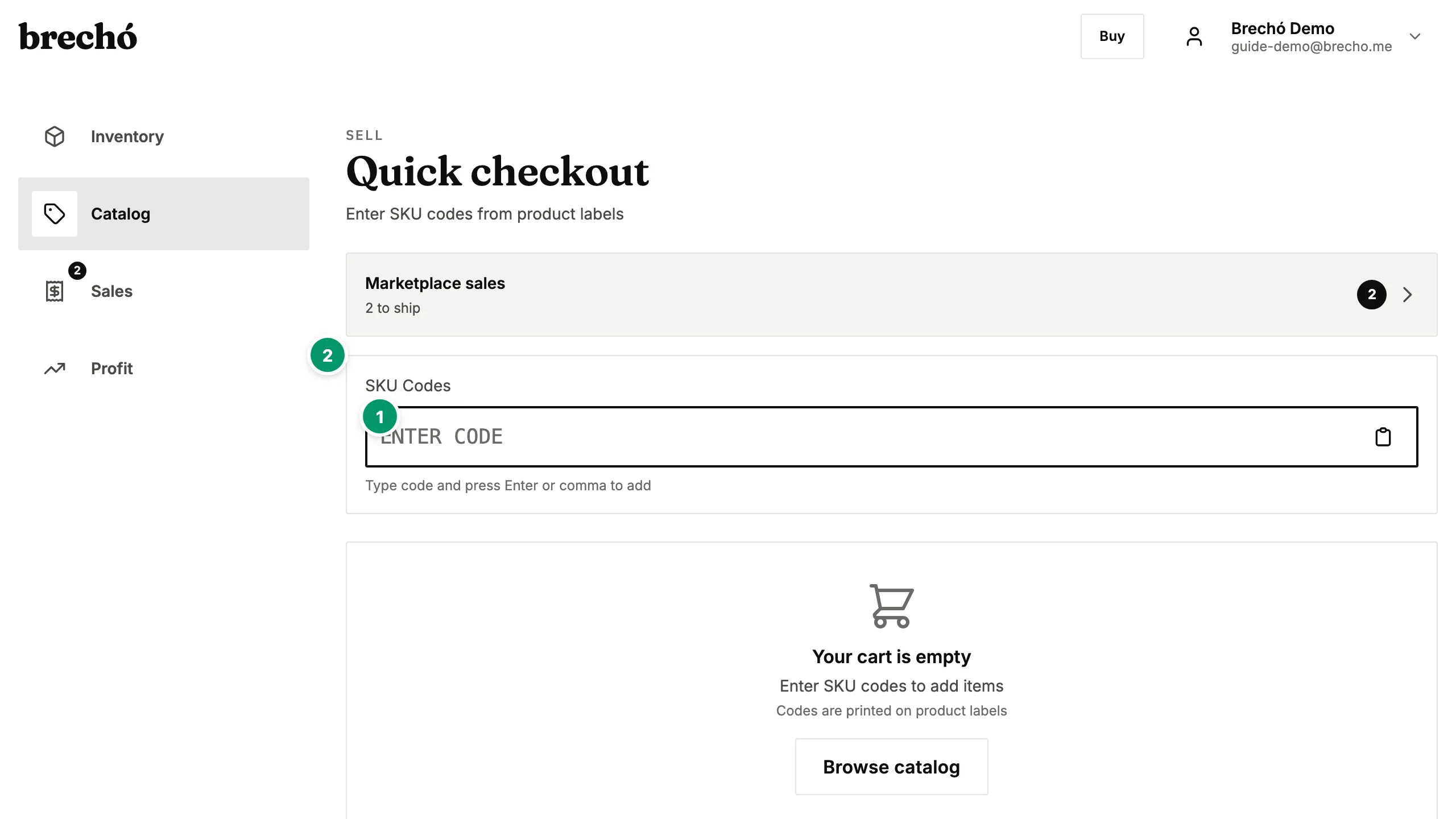 Secondhand shop POS checkout showing PIX, card, and MercadoPago payment options with real profit per item