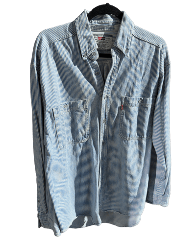 Levi's Blue and White Striped Button-Up Shirt